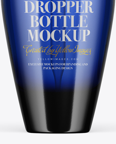 Dark Blue Glass Dropper Bottle Mockup