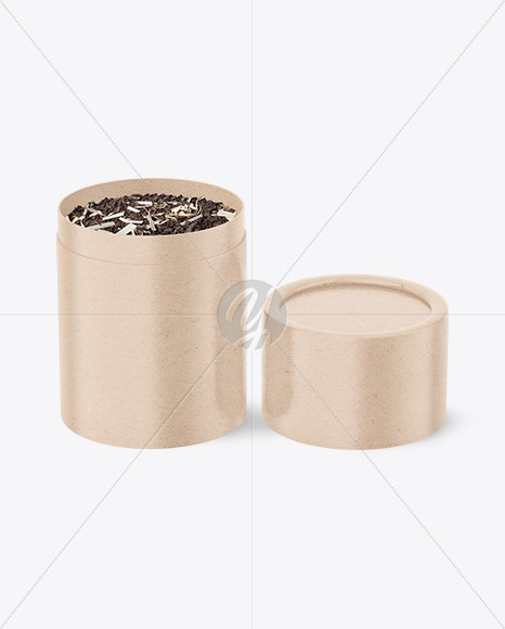 GLossy Kraft Paper Tube With Tea Mockup