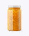 Glass Jar with Orange Jam Mockup