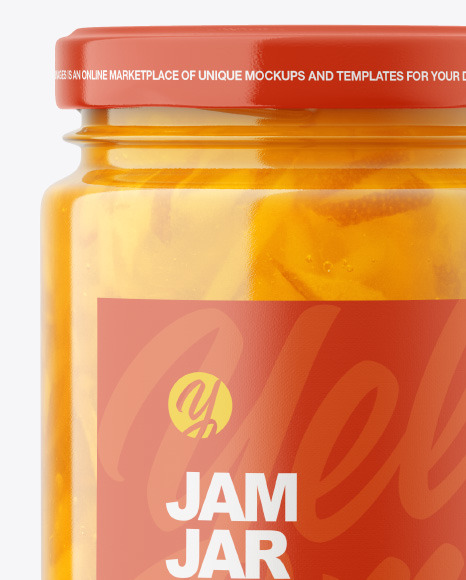 Glass Jar with Orange Jam Mockup