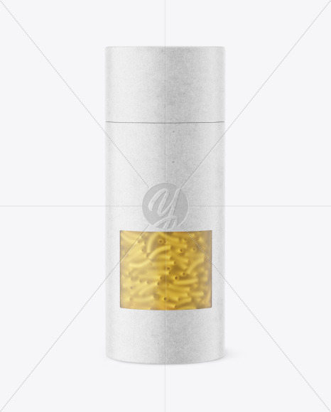 Kraft Paper Tube w/ Sedani Rigati Pasta Mockup