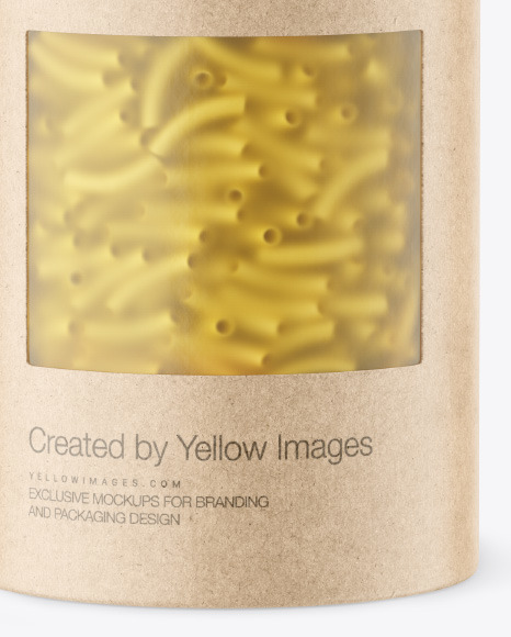 Kraft Paper Tube w/ Sedani Rigati Pasta Mockup