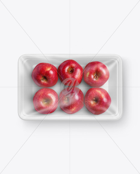 Plastic Tray w/ Red Apples Mockup