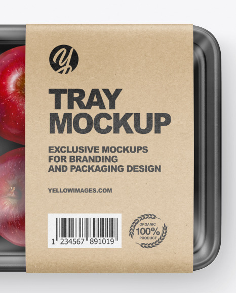 Plastic Tray w/ Red Apples Mockup