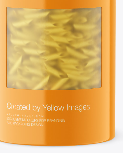 Glossy Paper Tube w/ Garganelli Pasta Mockup