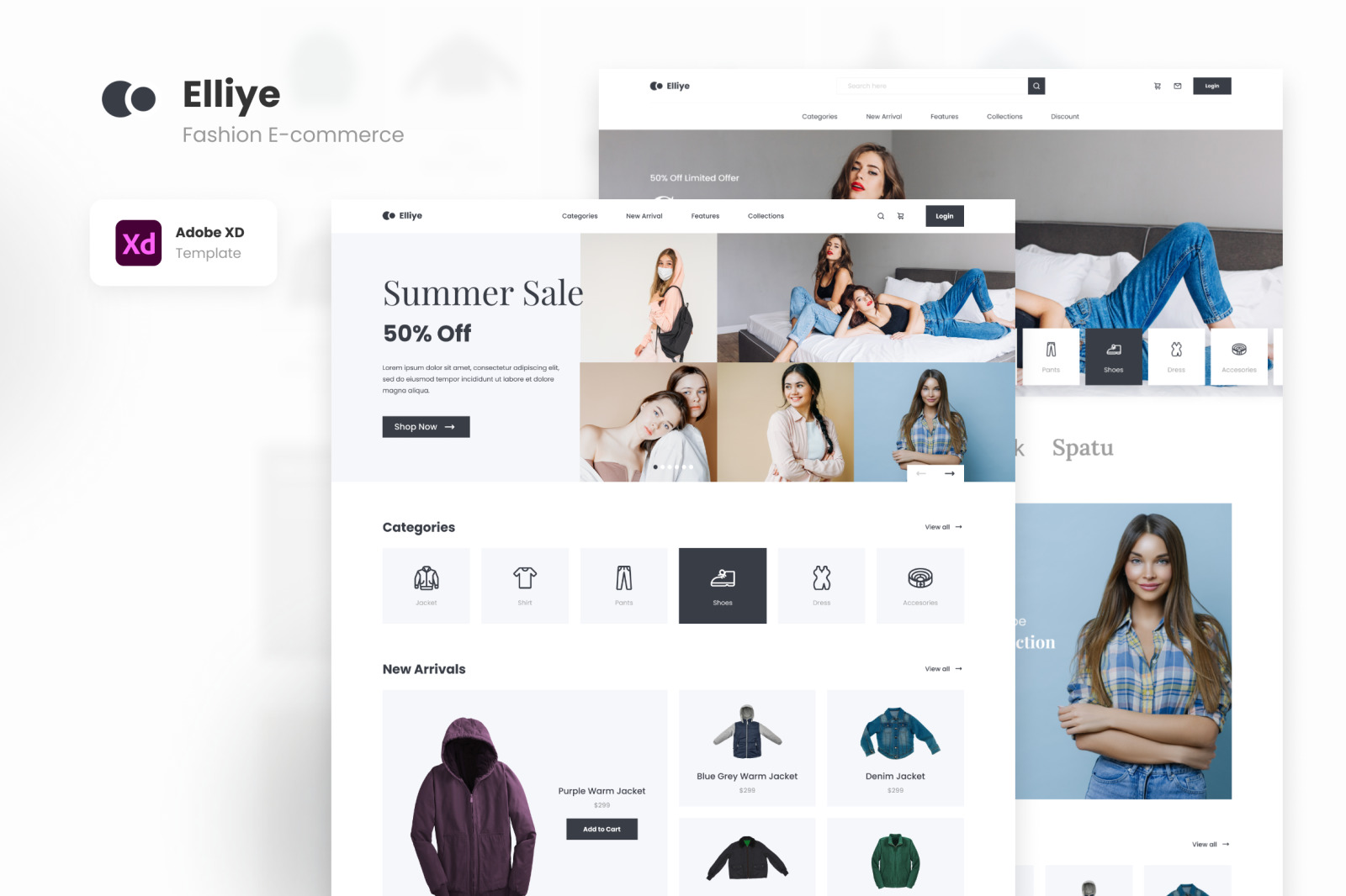 Elliye - Minimalist Marble Fashion E-commerce Website Template