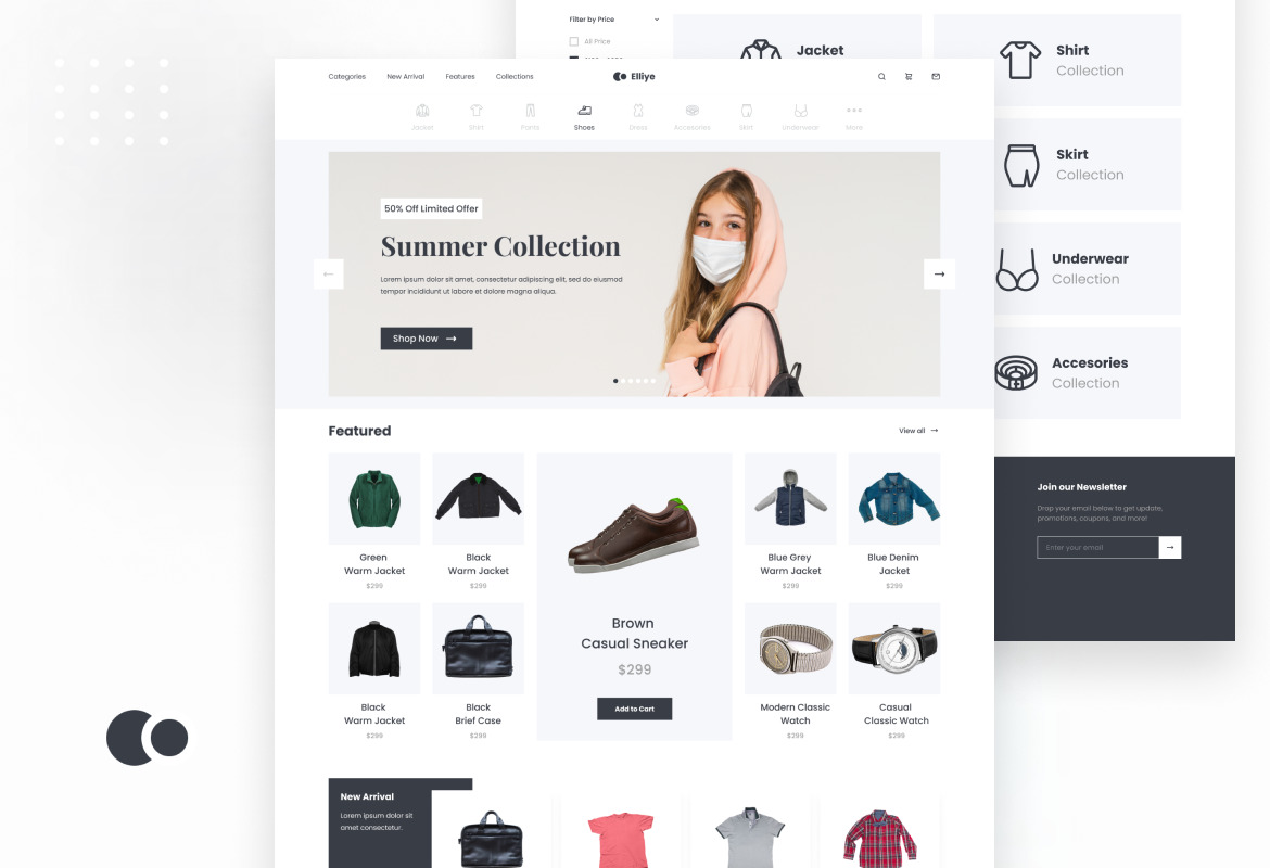 Elliye - Minimalist Marble Fashion E-commerce Website Template