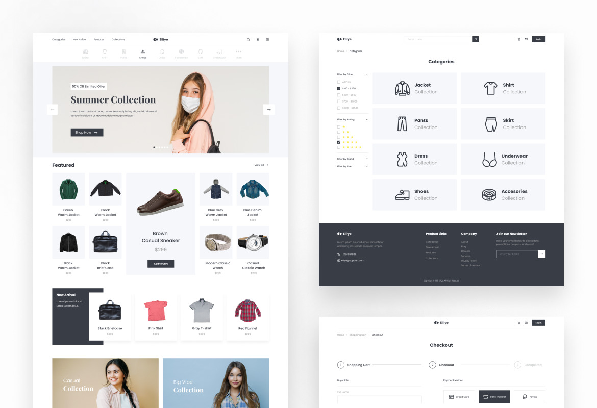 Elliye - Minimalist Marble Fashion E-commerce Website Template