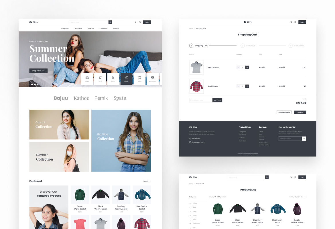 Elliye - Minimalist Marble Fashion E-commerce Website Template