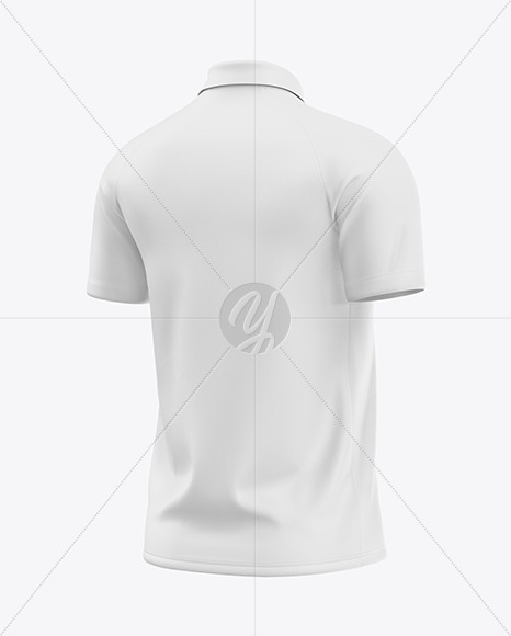 Raglan Zip Polo Shirt Mockup - Back Half Side View