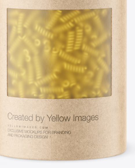 Kraft Paper Tube w/ Fusilli Pasta Mockup