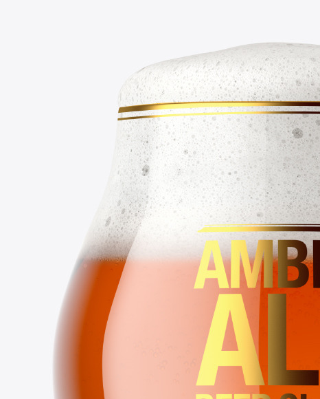 Tulip Glass With Amber Ale Beer Mockup