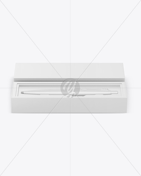 Glossy Pen in Box Mockup