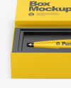 Glossy Pen in Box Mockup