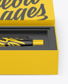 Glossy Pen in Box Mockup