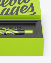 Metallic Pen in Box Mockup