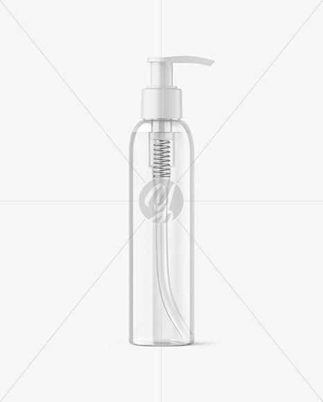 Clear Cosmetic Bottle with Pump Mockup Clear Cosmetic Bottle with Pump Mockup