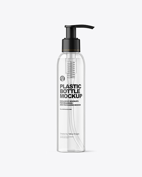 Clear Cosmetic Bottle with Pump Mockup Clear Cosmetic Bottle with Pump Mockup