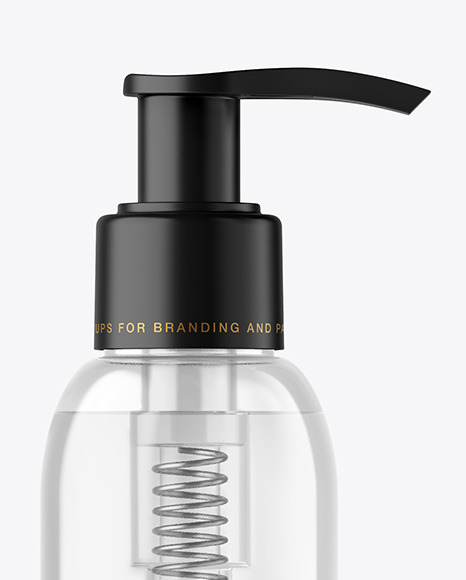 Clear Cosmetic Bottle with Pump Mockup Clear Cosmetic Bottle with Pump Mockup