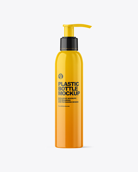 Glossy Cosmetic Bottle with Pump Mockup