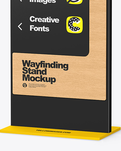 Wayfinding Stand With Wooden Frame Mockup