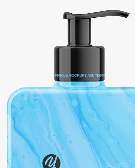 Plastic Square Bottle with Pump Mockup