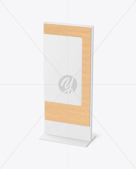 Wayfinding Stand With Wooden Frame Mockup