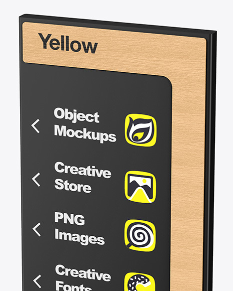 Wayfinding Stand With Wooden Frame Mockup