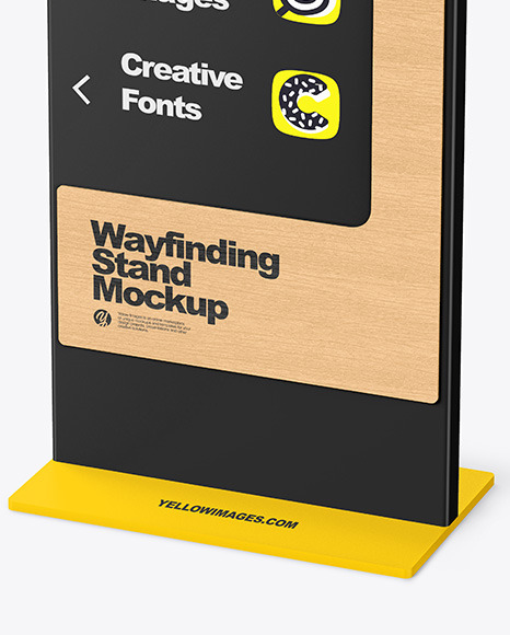 Wayfinding Stand With Wooden Frame Mockup