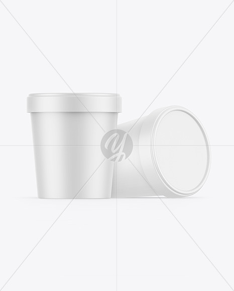 Two Matte Ice Cream Cups Mockup