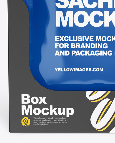 Glossy Sachets w/ Paper Box Mockup