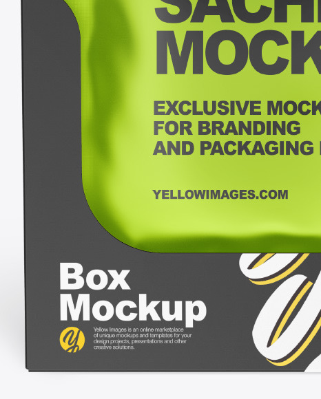Metallic Sachets w/ Paper Box Mockup