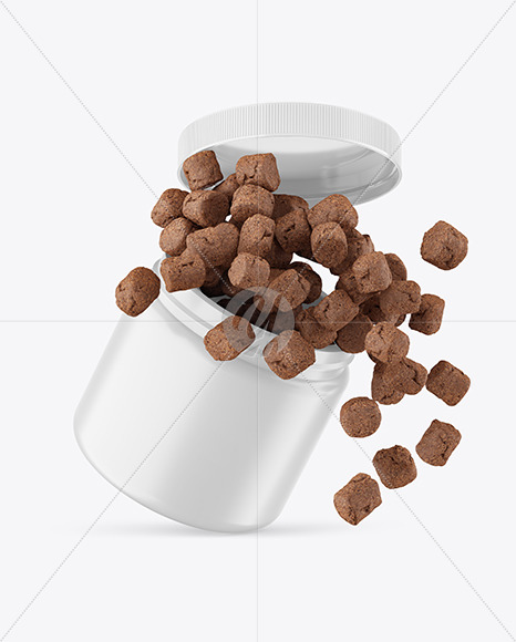 Matte Plastic Jar w/ Pets Snack Mockup