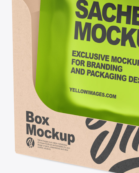 Metallic Sachets w/ Kraft Box Mockup