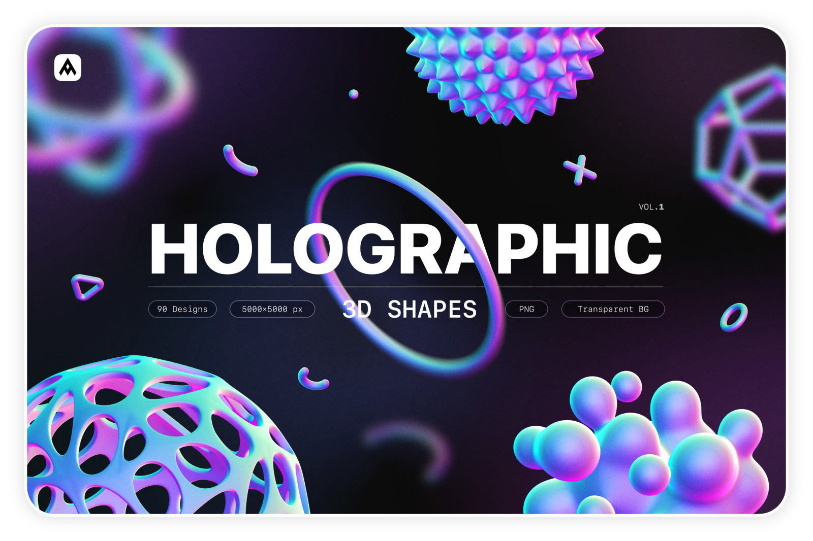 Holographic 3D shapes collection