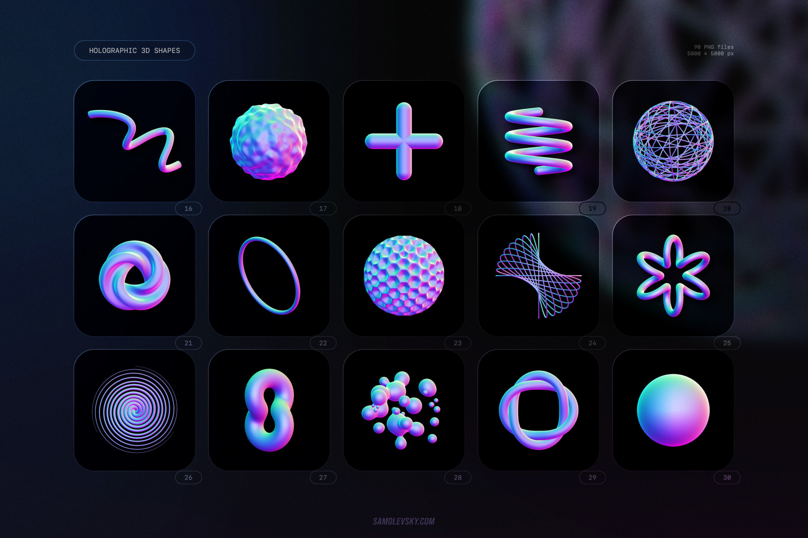 Holographic 3D shapes collection