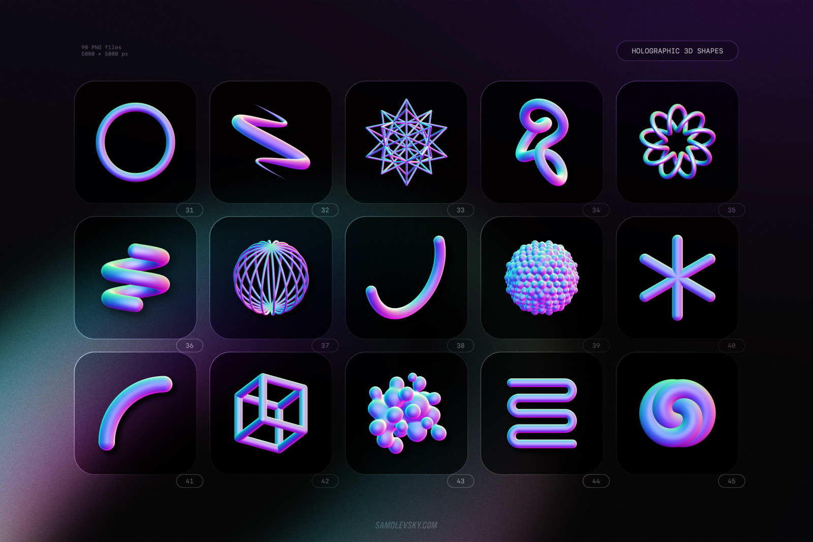 Holographic 3D shapes collection Holographic 3D shapes collection