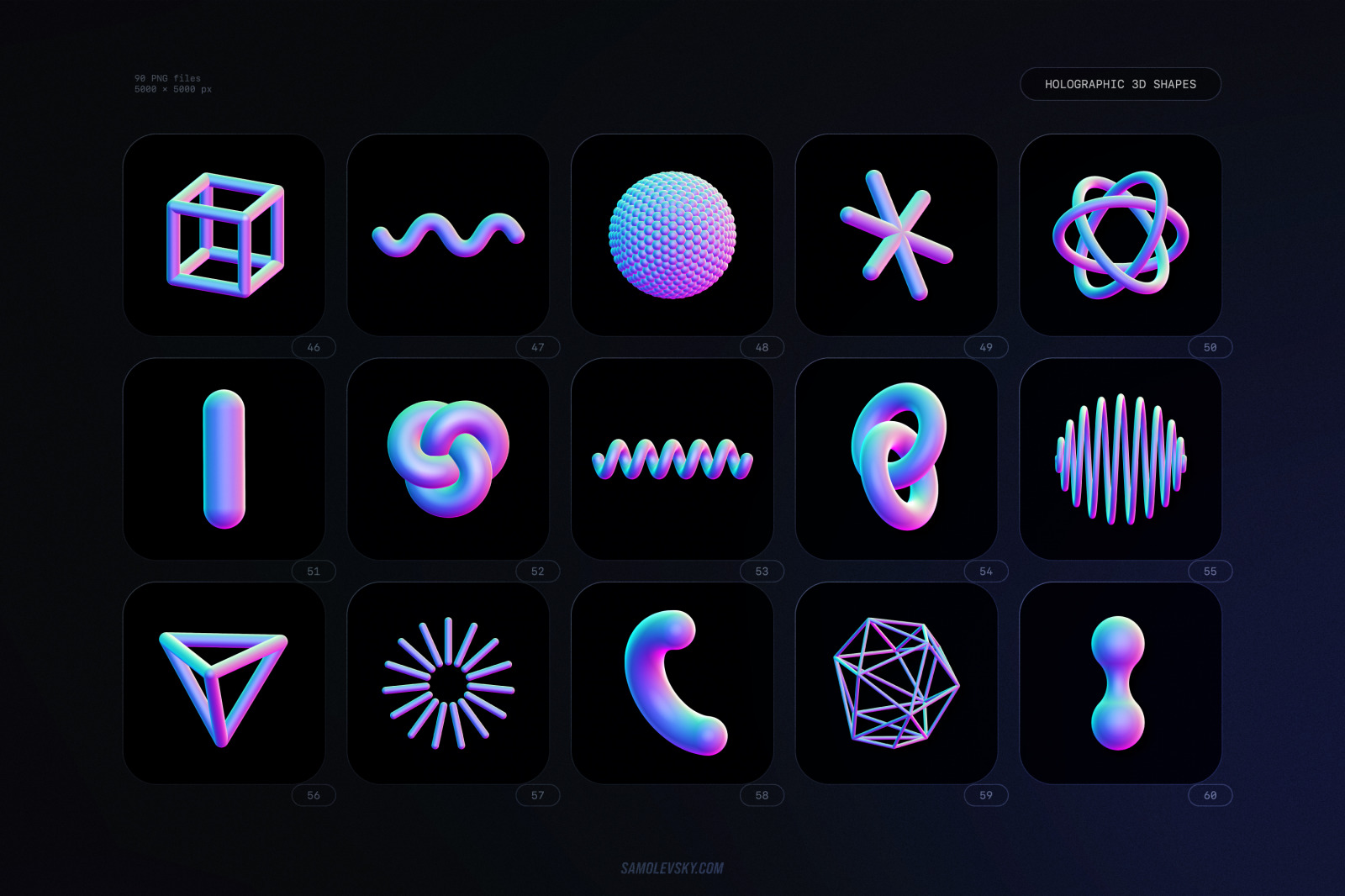 Holographic 3D shapes collection