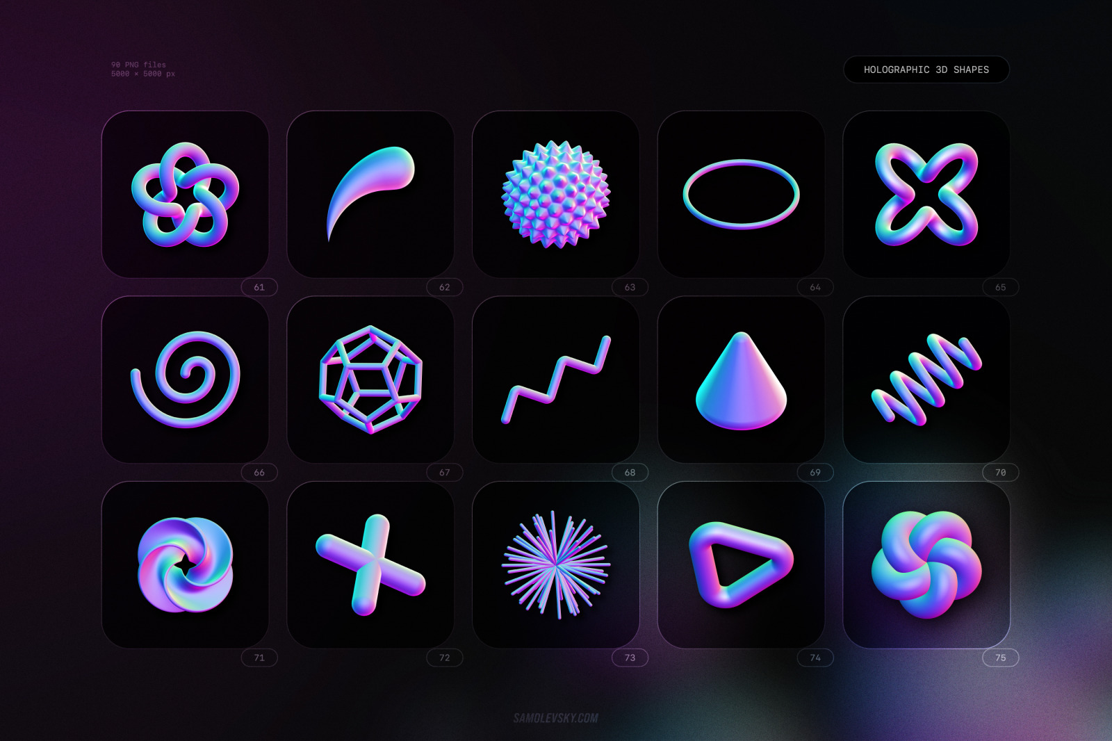 Holographic 3D shapes collection