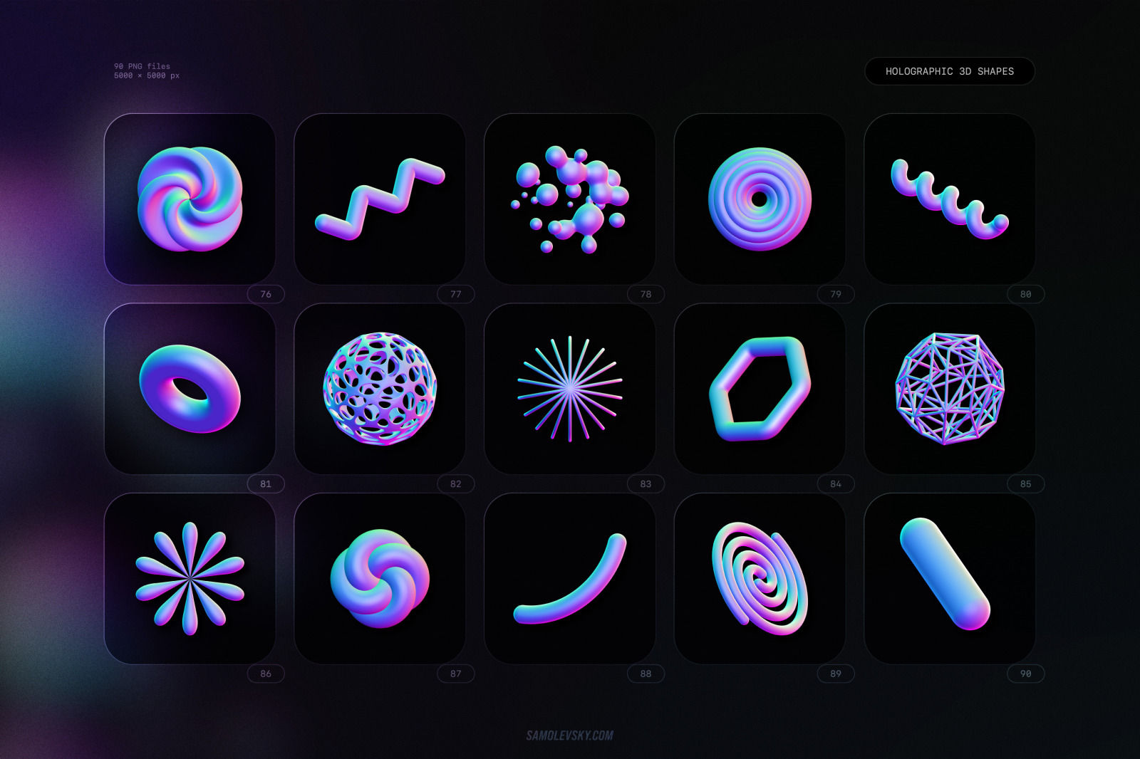 Holographic 3D shapes collection Holographic 3D shapes collection