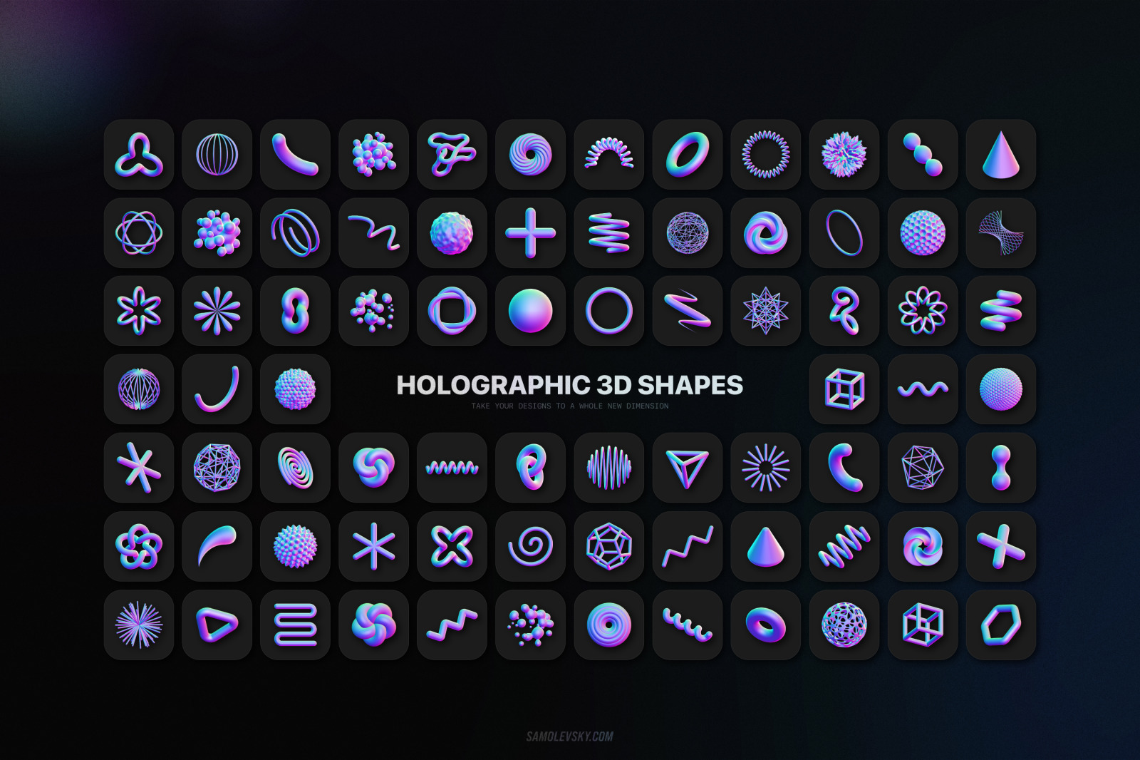 Holographic 3D shapes collection