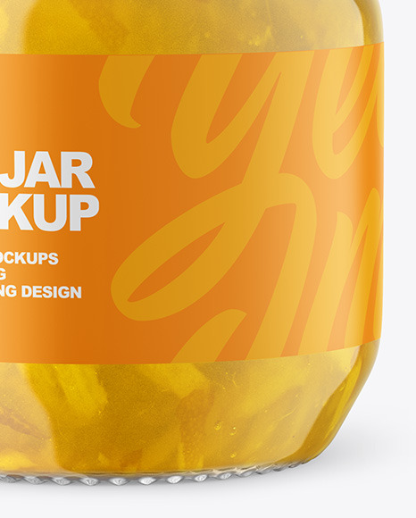 Glass Jar with Lemon Jam Mockup