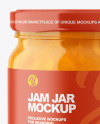 Glass Jar with Orange Jam Mockup