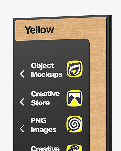 Wayfinding Stand With Wooden Frame Mockup