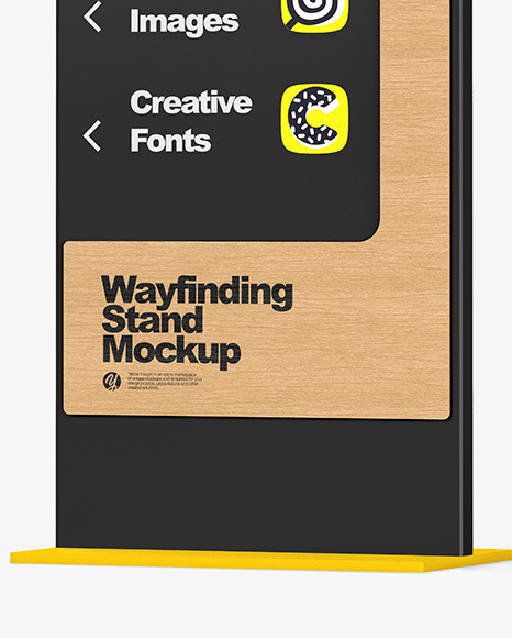 Wayfinding Stand With Wooden Frame Mockup