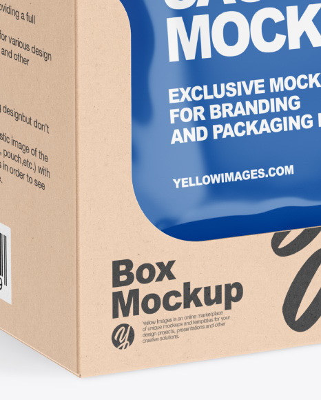 Glossy Sachets w/ Kraft Box Mockup