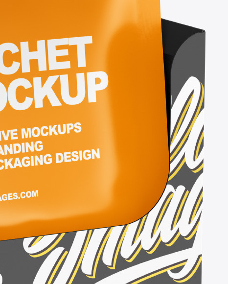 Matte Sachets w/ Paper Box Mockup