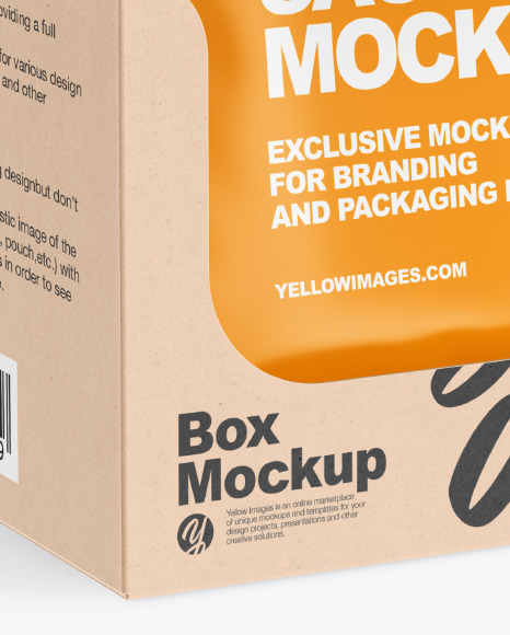 Matte Sachets w/ Kraft Box Mockup