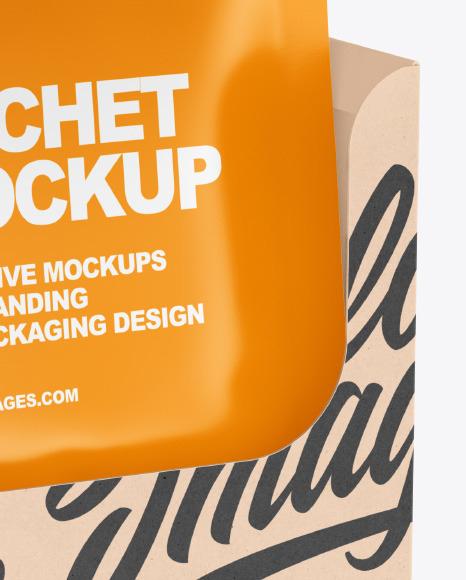 Matte Sachets w/ Kraft Box Mockup