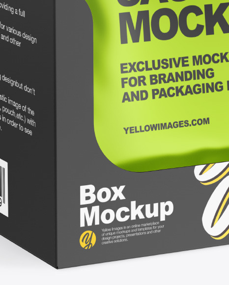 Metallic Sachets w/ Paper Box Mockup